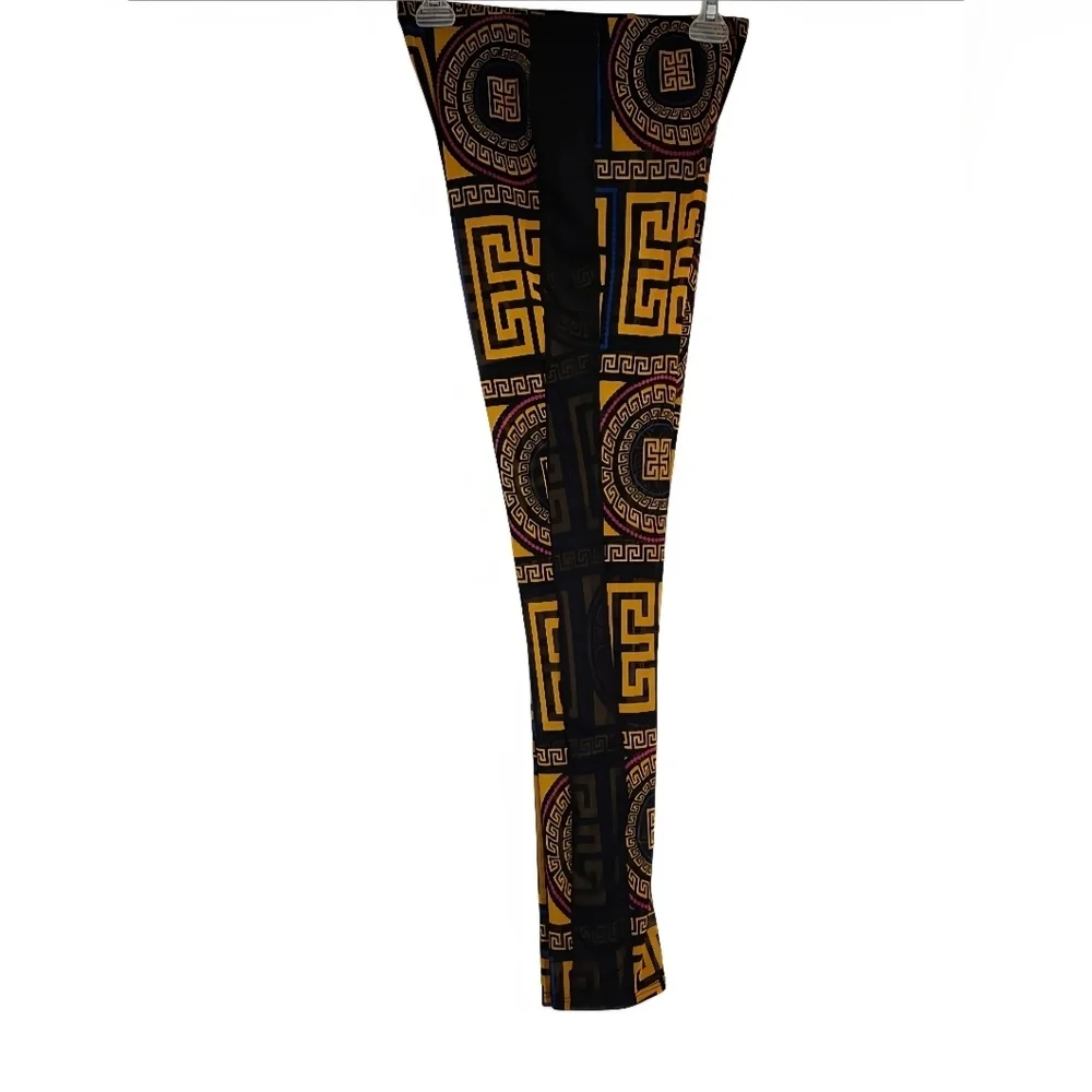 Fashion Nova Black and Gold Geometric Mesh Leggings. Size M.